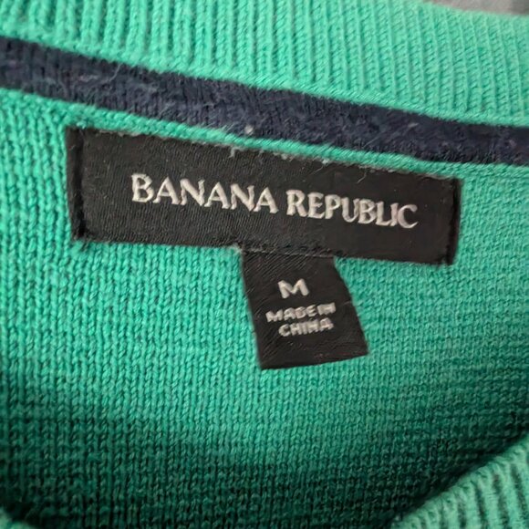 Men's Banana Republic Green & Navy Crewneck Sweater - Picture 3 of 6
